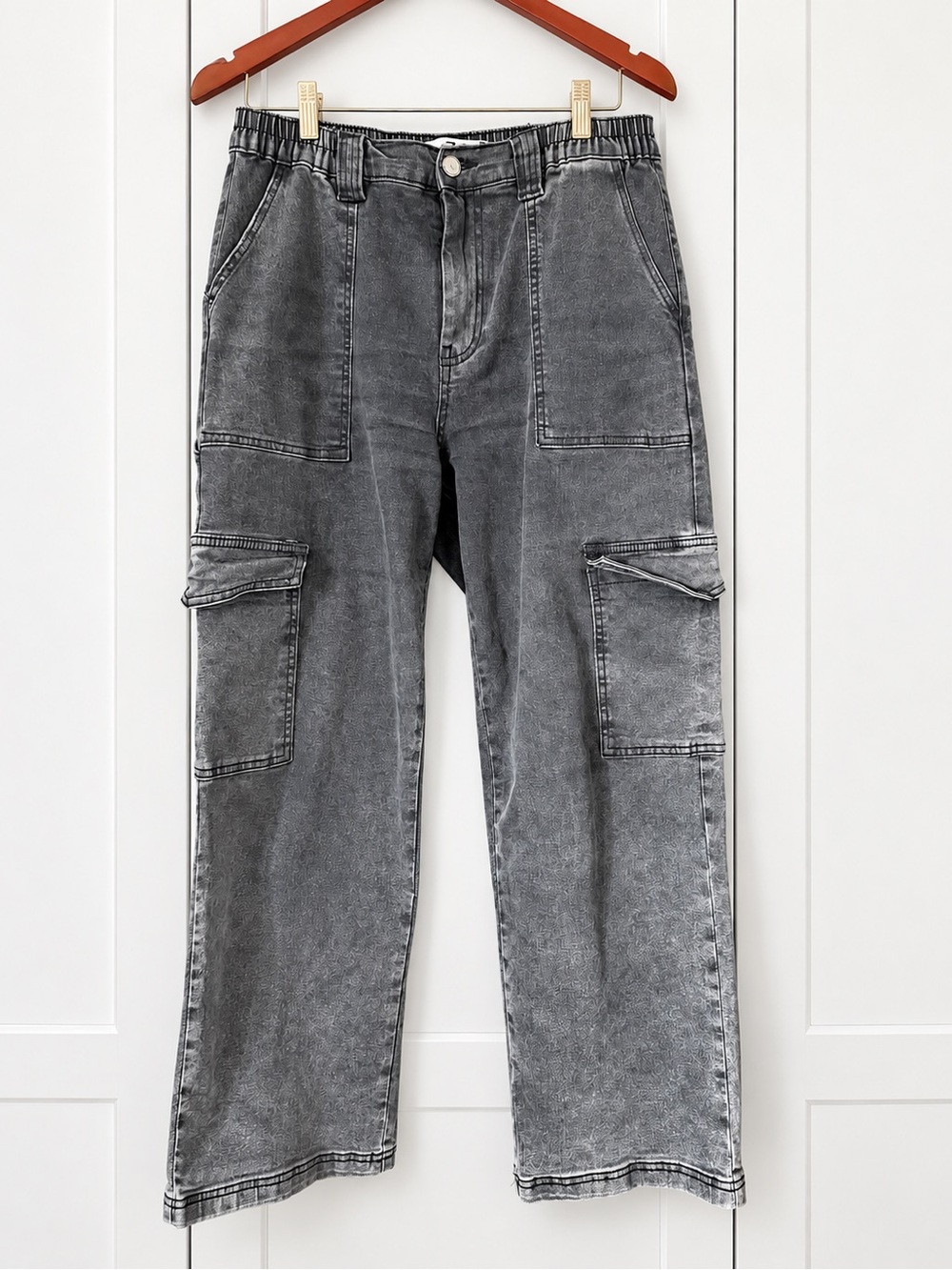 Flying Angel Gray Wash Cargo Jeans Size 13/31